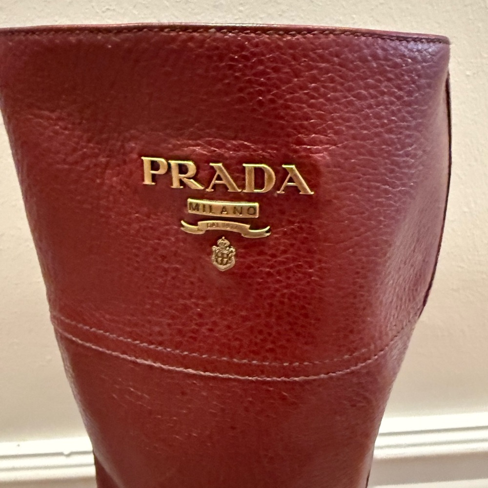 Prada Red Combat Moto Boots with Buckle Straps - Picture 4 of 7